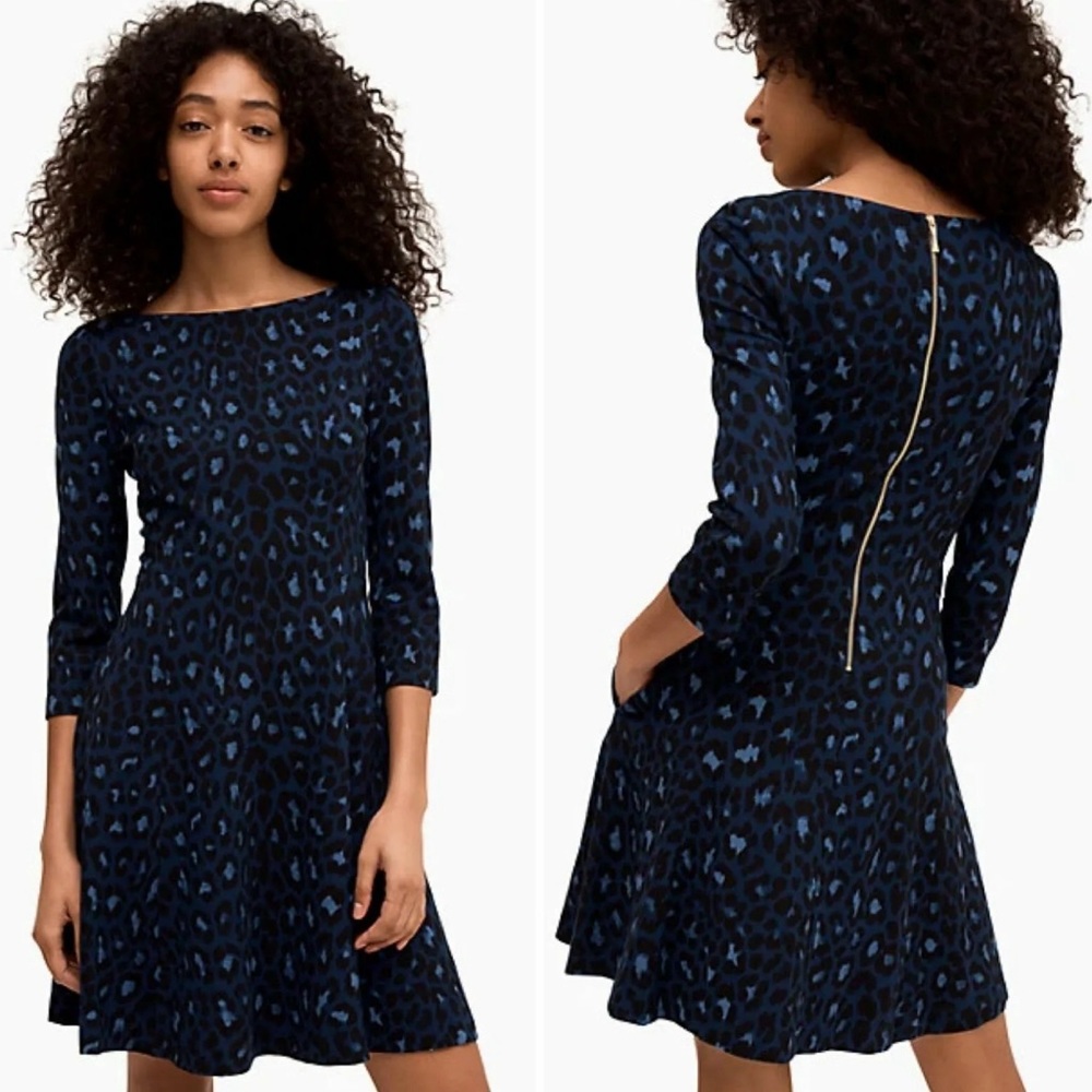 Kate Spade Blue Leopard Ponte Dress